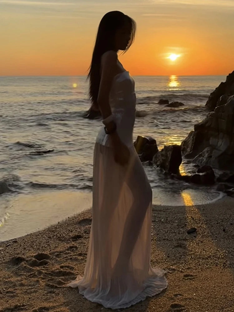 SIsterlinda Fashion Chic Sequin Dress Women Sexy Sleeveless Patchwork Zipper Beach Vacation Birthday Party Club Stretch Bodycon