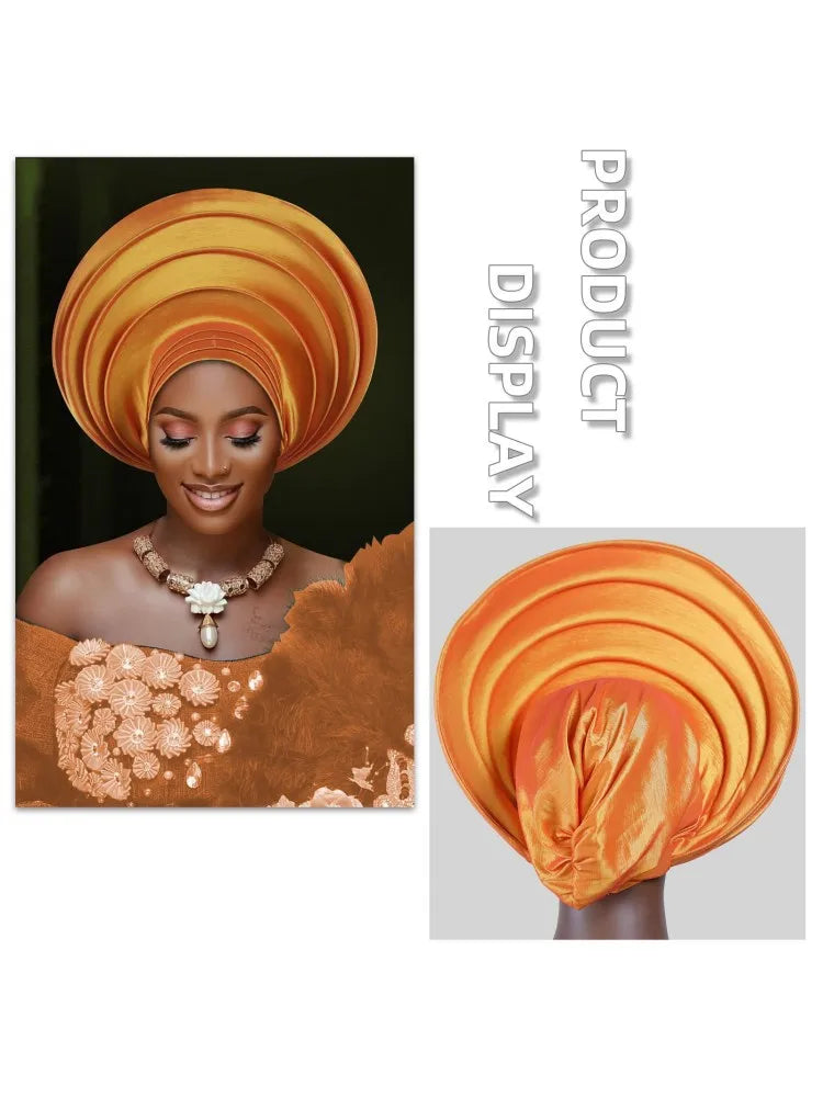 African Wedding Gele Turban Head Wrap Cap for Women