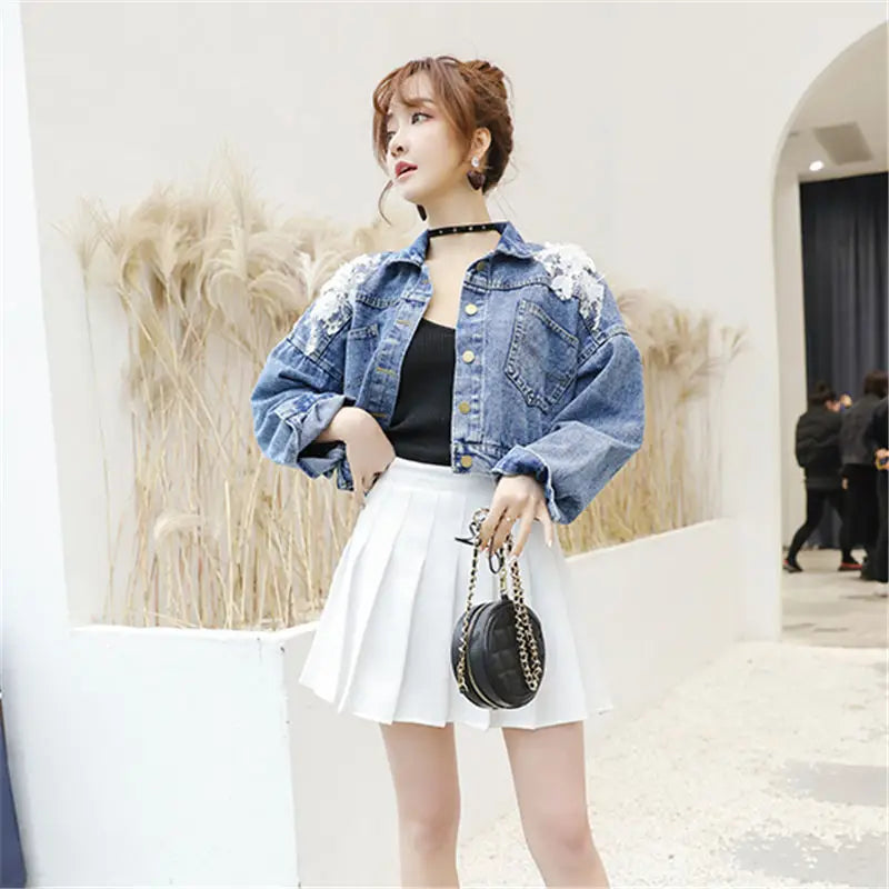 Designer Trend Woman Coat Special Winter Denim Jacket Sequin Fringe Crop Jean Jackets for Women 2025 Spring Autumn Coats Novelty
