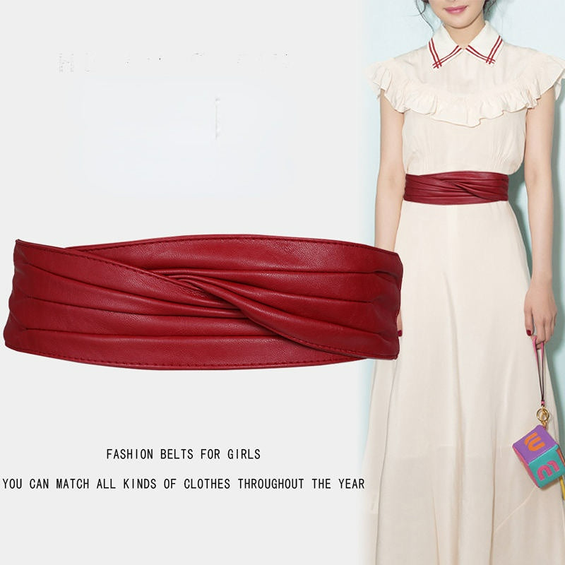 Decorative Wide Leather Waist Cinch Belt for Women