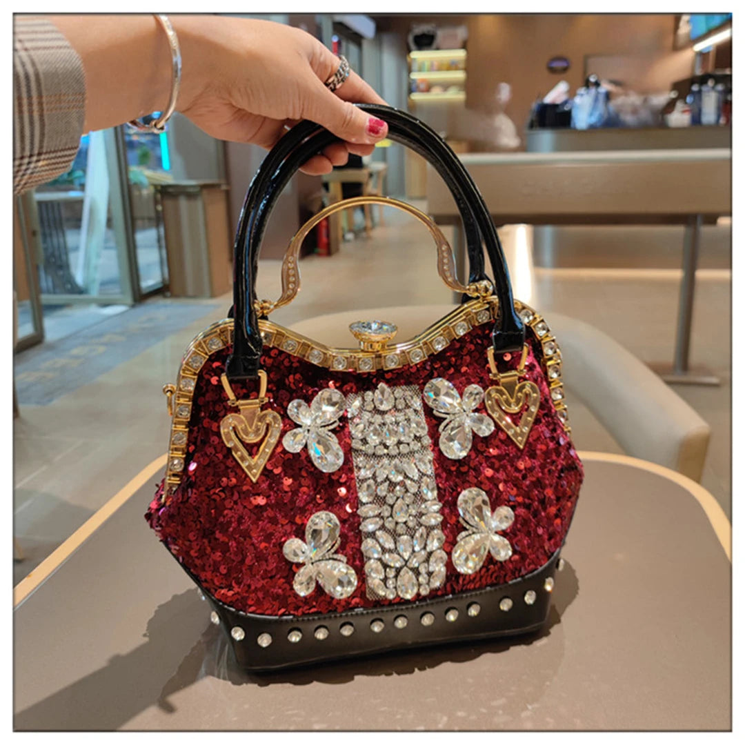 Crystal Sequin One Shoulder Crossbody Handbag for Women