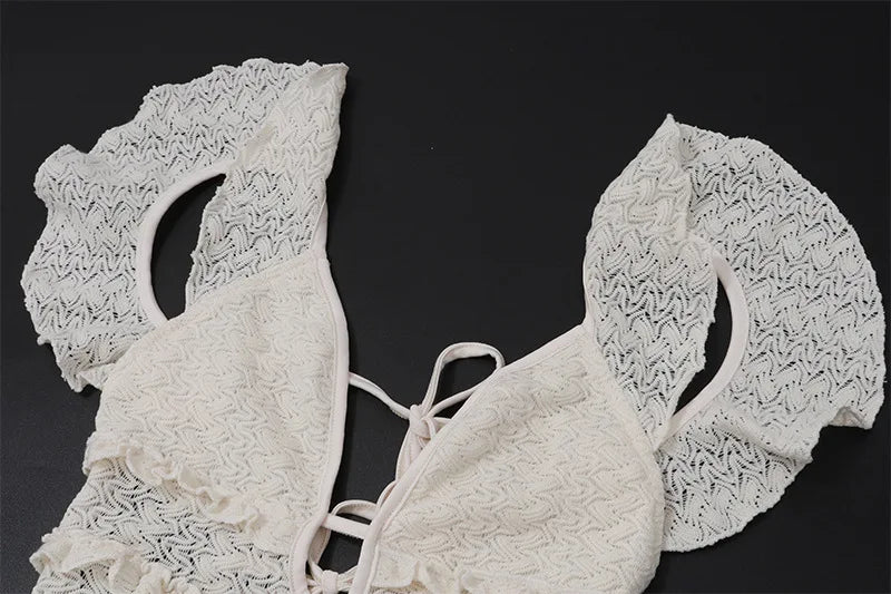 Cryptographic Elegant Tie Detail Sexy Cut Out Backless Dress Party Club Outfits Summer See Through Sleeveless Women Dresse Robes