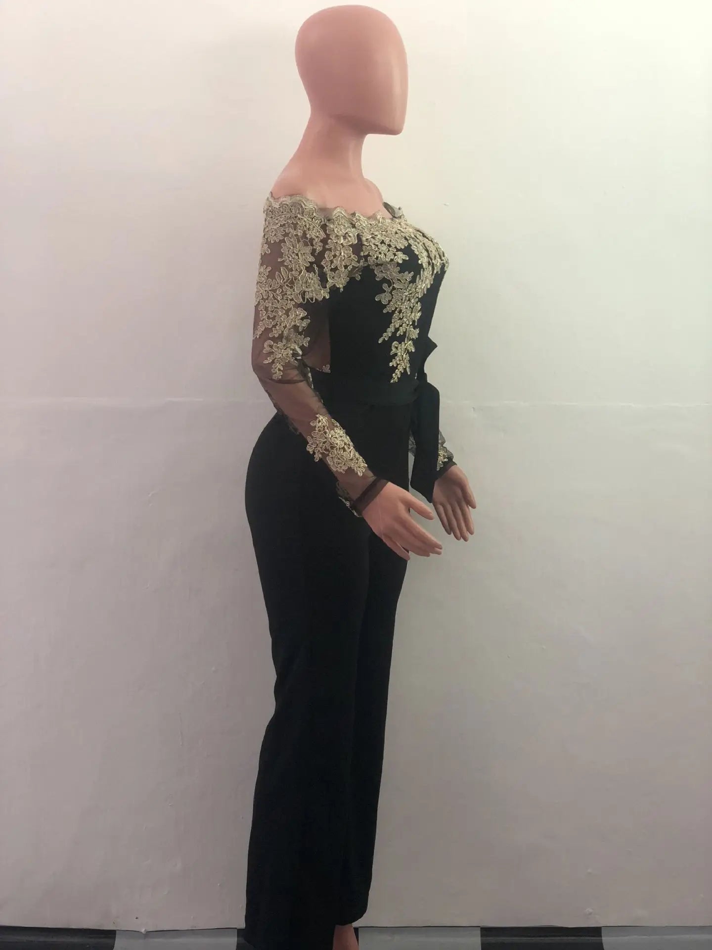 Elegant Lace Stitching Wide Leg Jumpsuit for Women