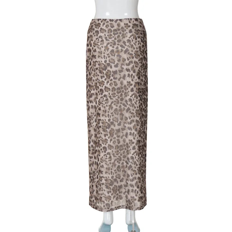 Elegant High Waisted Leopard Print Slim Skirt for Women
