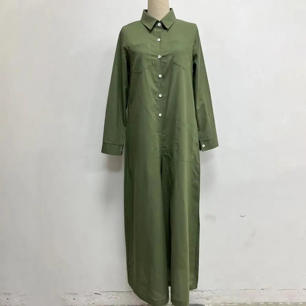 Oversized Cotton Linen Wide Leg Jumpsuit with Pockets for Women
