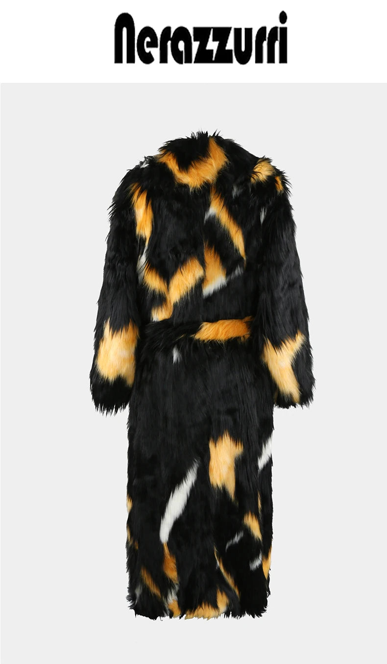 Soft Thick Mandarin Collar Faux Fox Fur Coat For Women