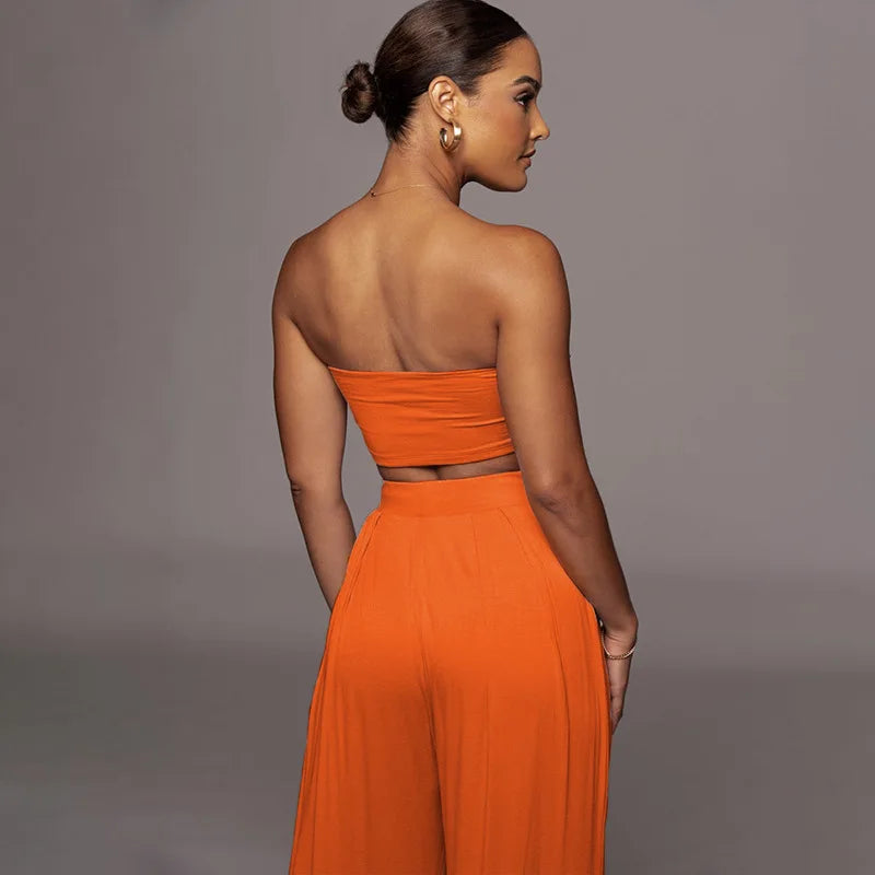 Elegant Solid Color Casual Two Piece Set for Women