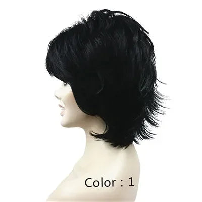 Fluffy Short Straight Layered Blonde Synthetic Wig For Women