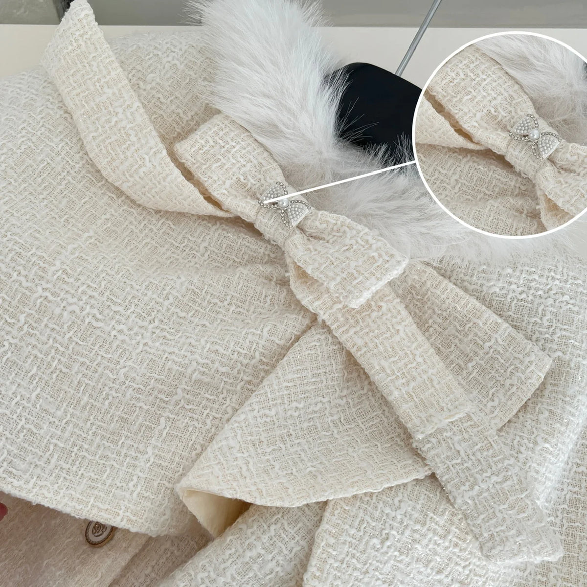 Elegant Bow Shawl Cape Two-Piece Set