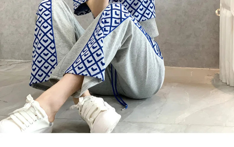 Checkered Casual High Waist Two Piece Set For Women