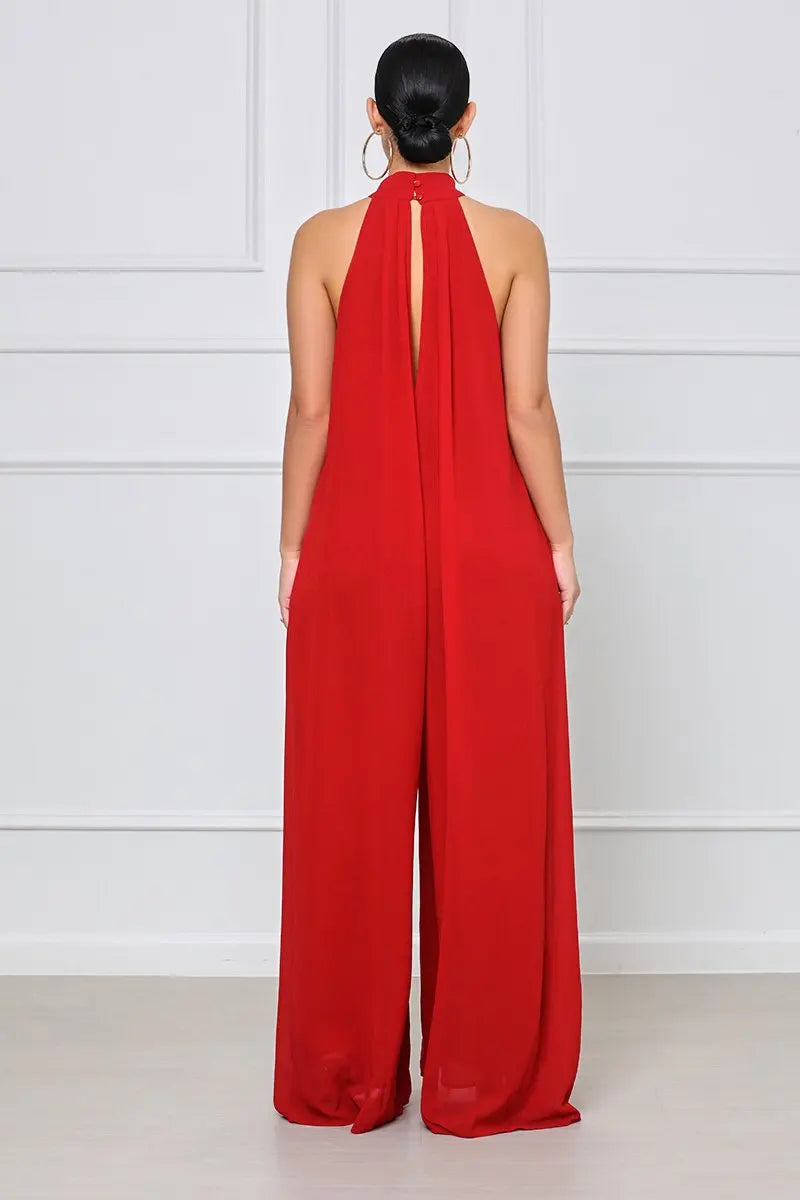Loose Fit Solid Color Chiffon Ankle Length Jumpsuit for Women