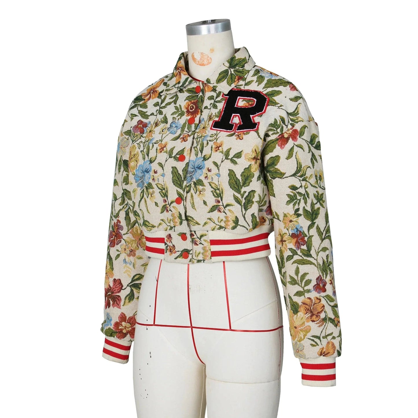 Streetwear Floral Print Short Jacket Sexy Women Turn Down Collar Elegant High Street Club Coat Outerwear