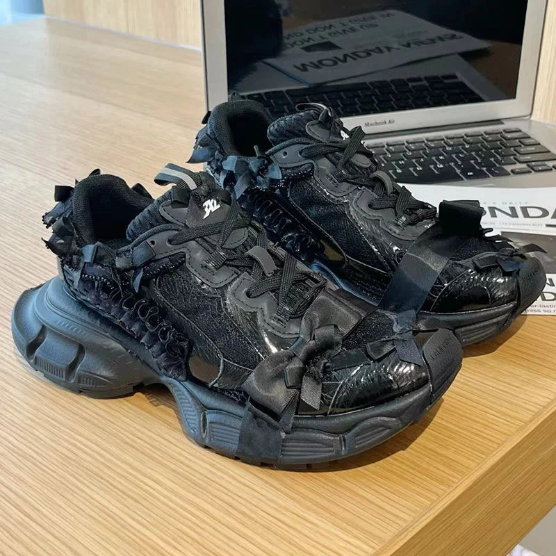 Luxury Brand Thick-soled Sports Shoes Women Bow Tie Casual Run Shoe Versatile Mesh Breathe Comfort Outdoor Large Size Women Shoe