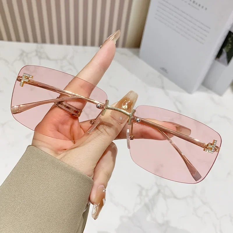 Rimless Square Fashion Sunglasses