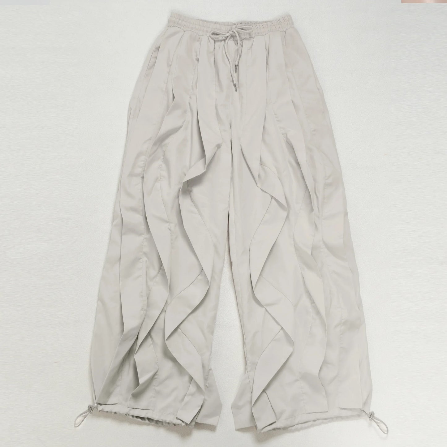 FAGADOER Casual Ruched Patchwork Lantern Sleeve Pants Women High Waist Drawstring Patchwork Pants Female Streetwear Trousers New