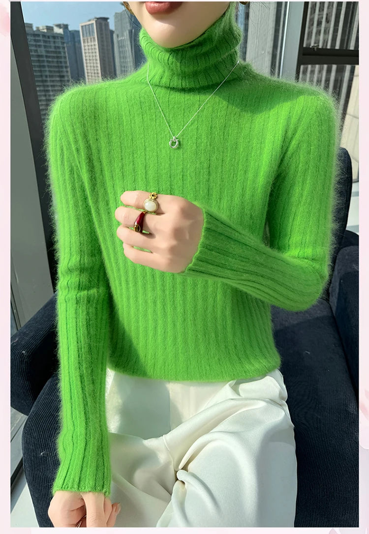 Warm Slim Fit Turtleneck Pullover Sweater for Women