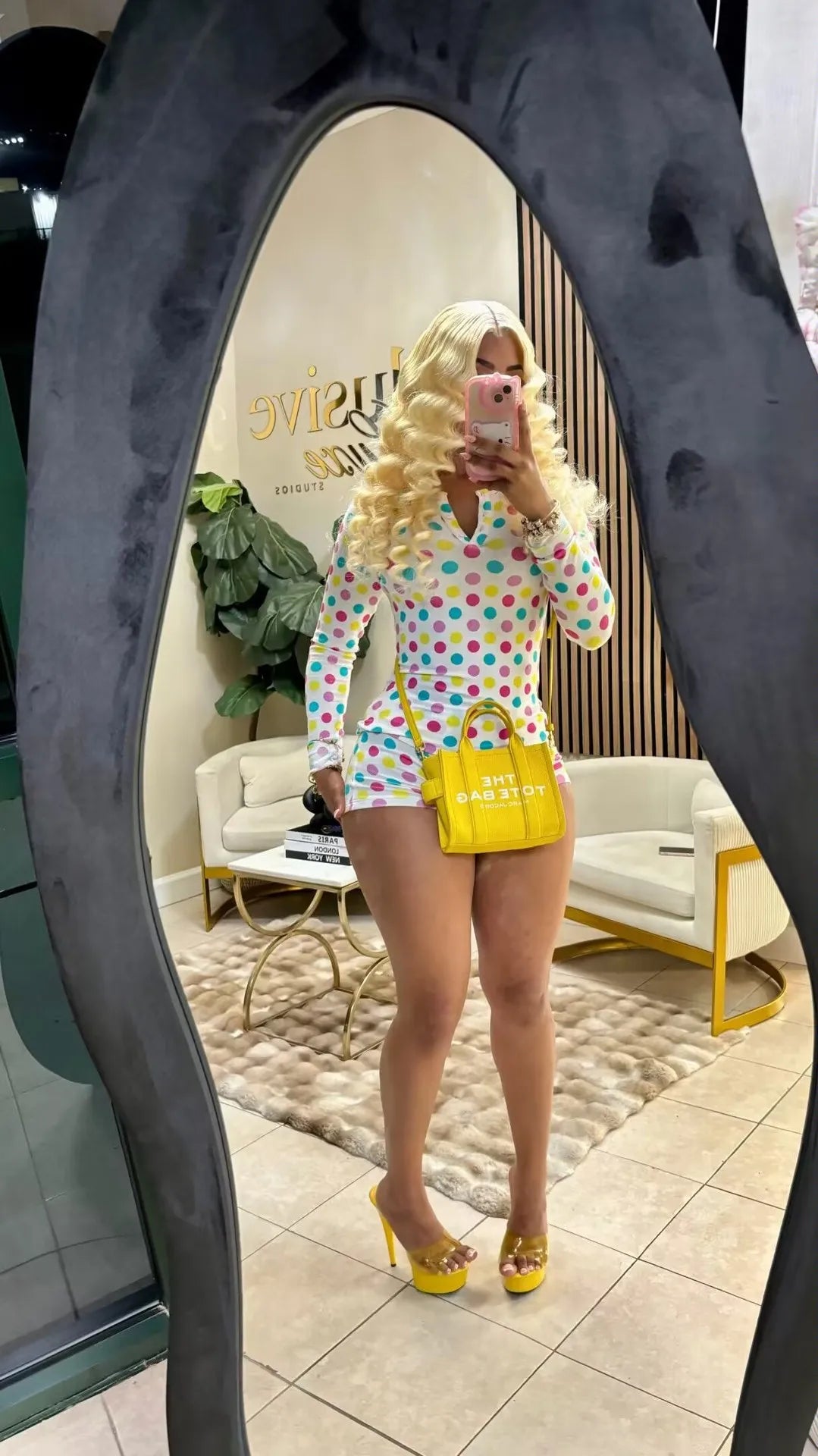 Cute Colorful Polka Dot Print Two-Piece Set for Women