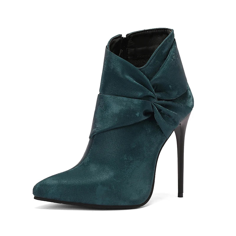Elegant Bowknot Lace-Up High Heel Ankle Boots for Women
