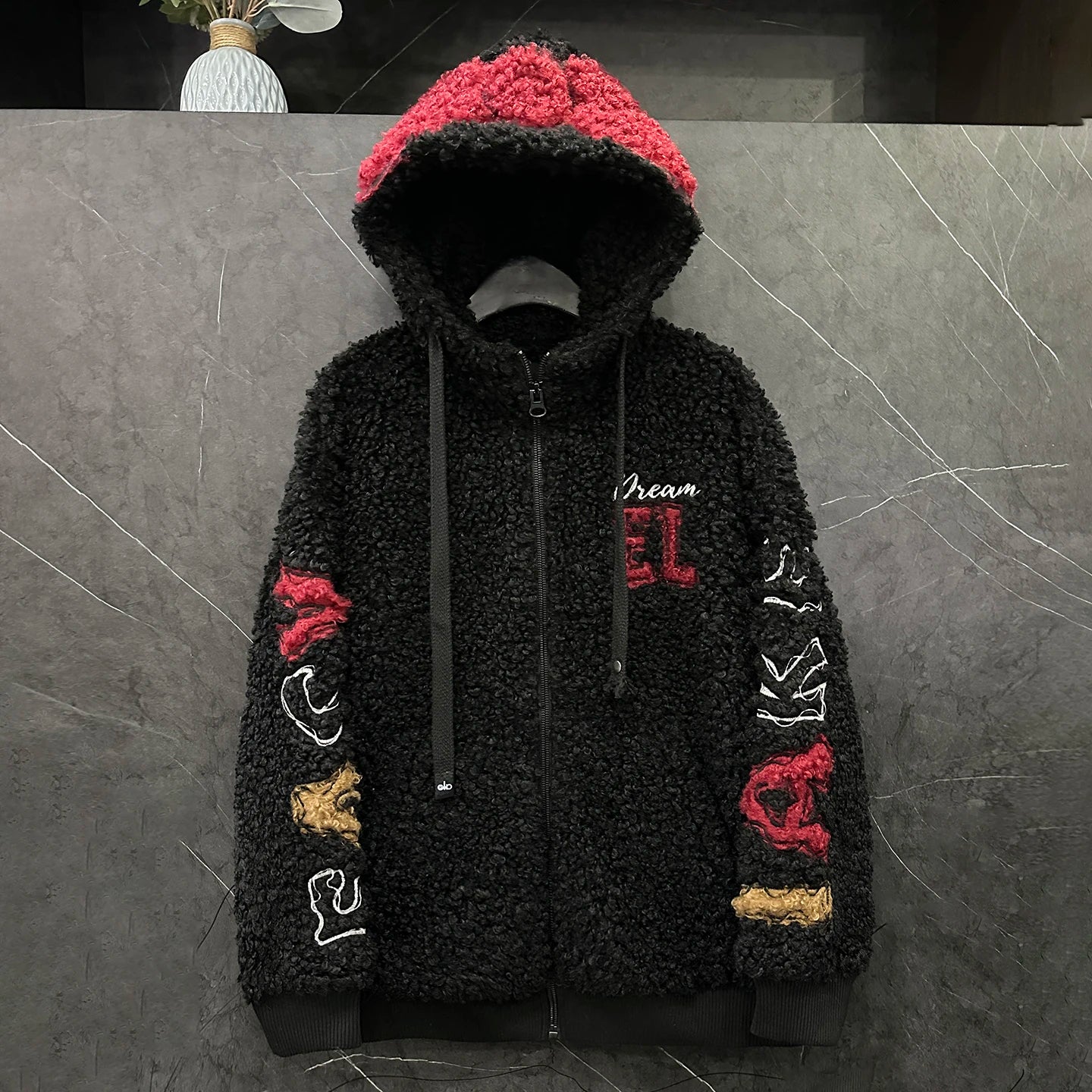 Fashion Autumn Winter Fluffy Overcoat Cute Minnie Loose Hooded Zip Cardigans Coat Mid-long Long Sleeve Sweet Lambswool Jacket