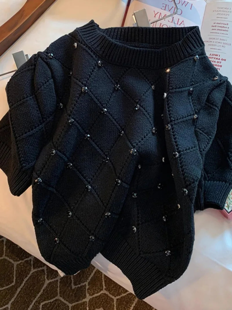 Vintage Knit Short Sleeve Cropped Sweater for Women