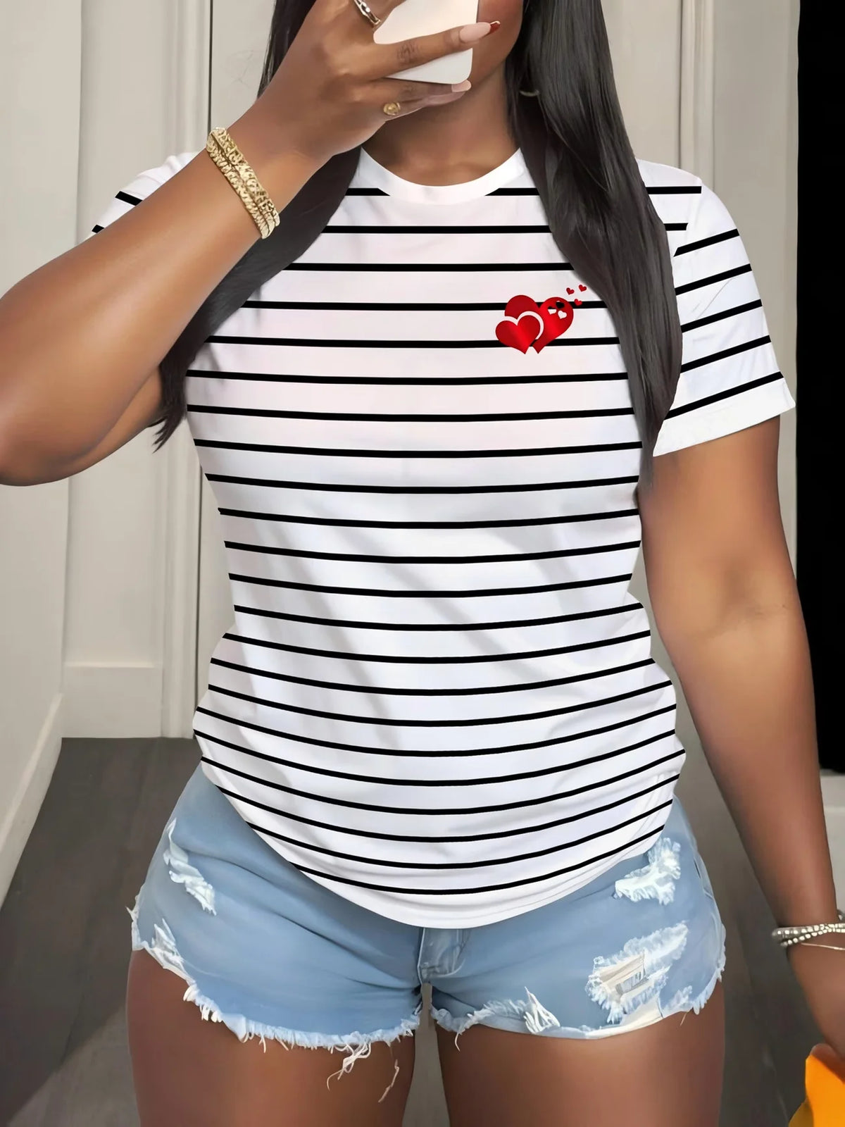 Casual Soft Oversized Rainbow Striped Tshirt For Women