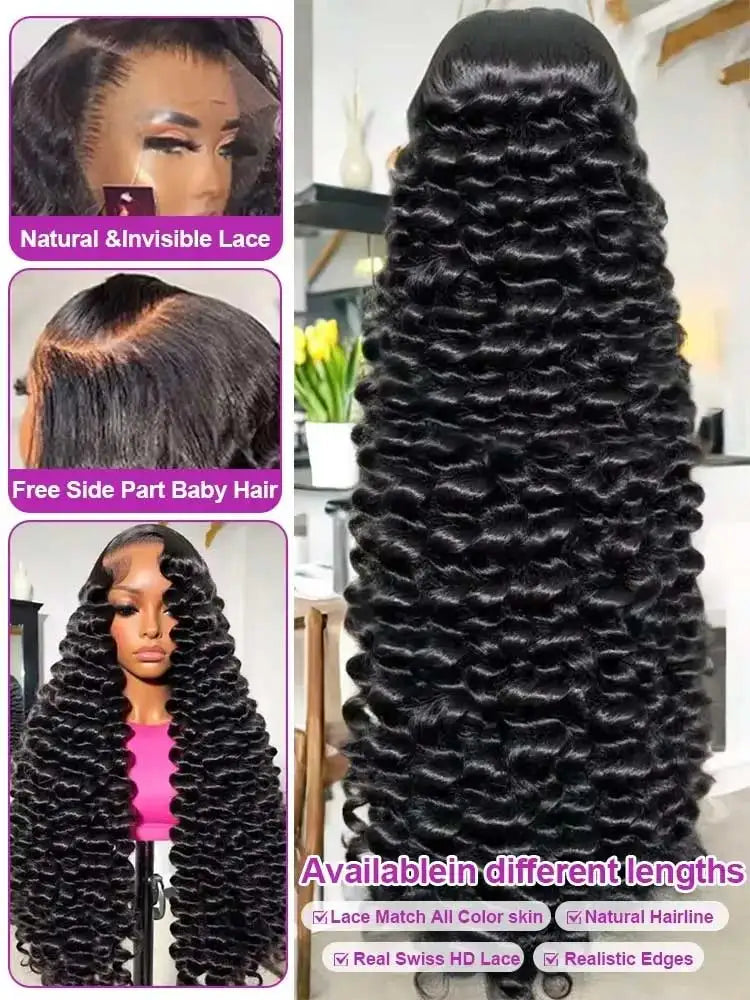 Loose Deep Wave Brazilian Remy Hair Frontal Wig For Women