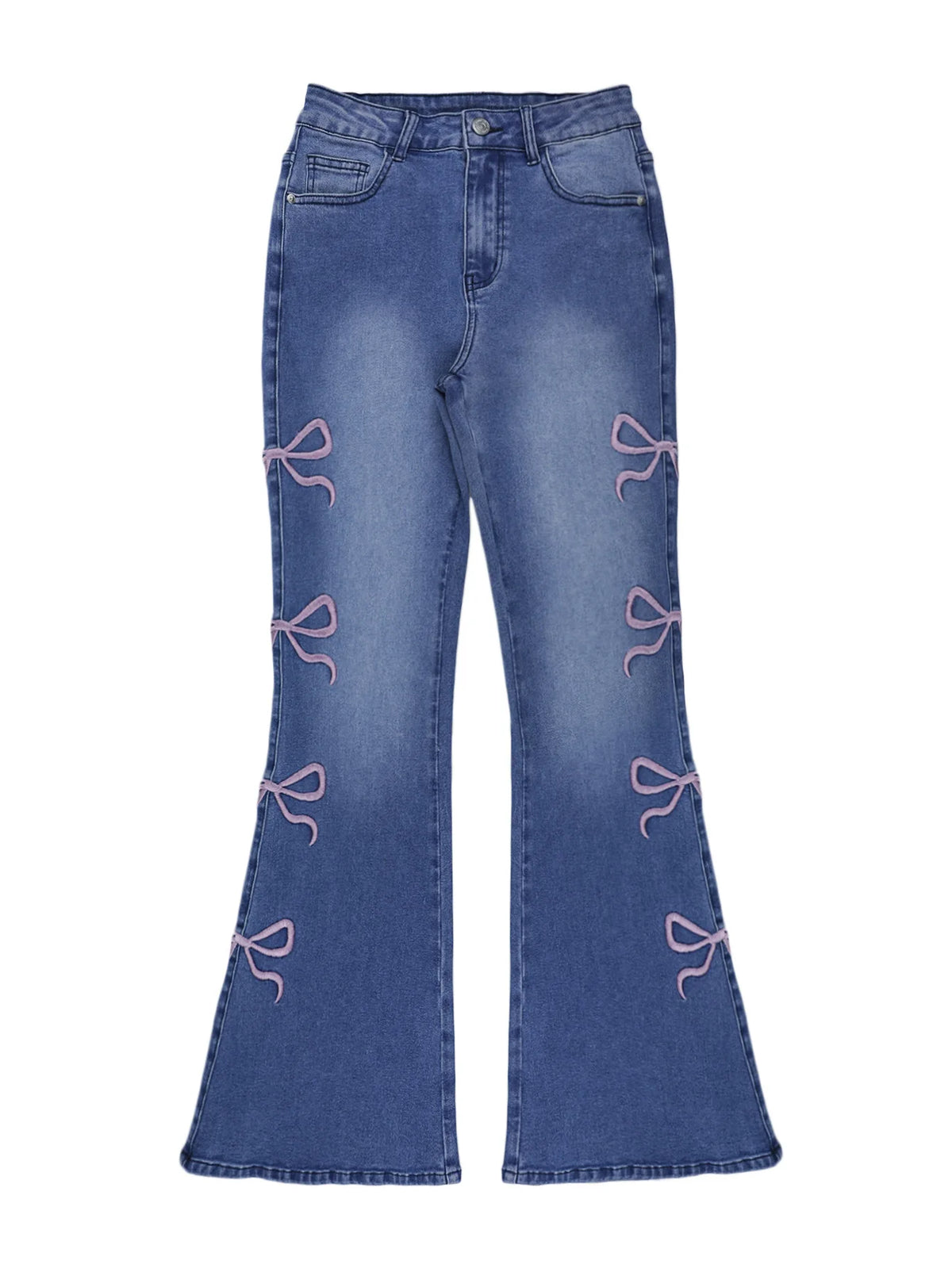 High Waisted Flared Slim Fit Jeans With Pockets for Women