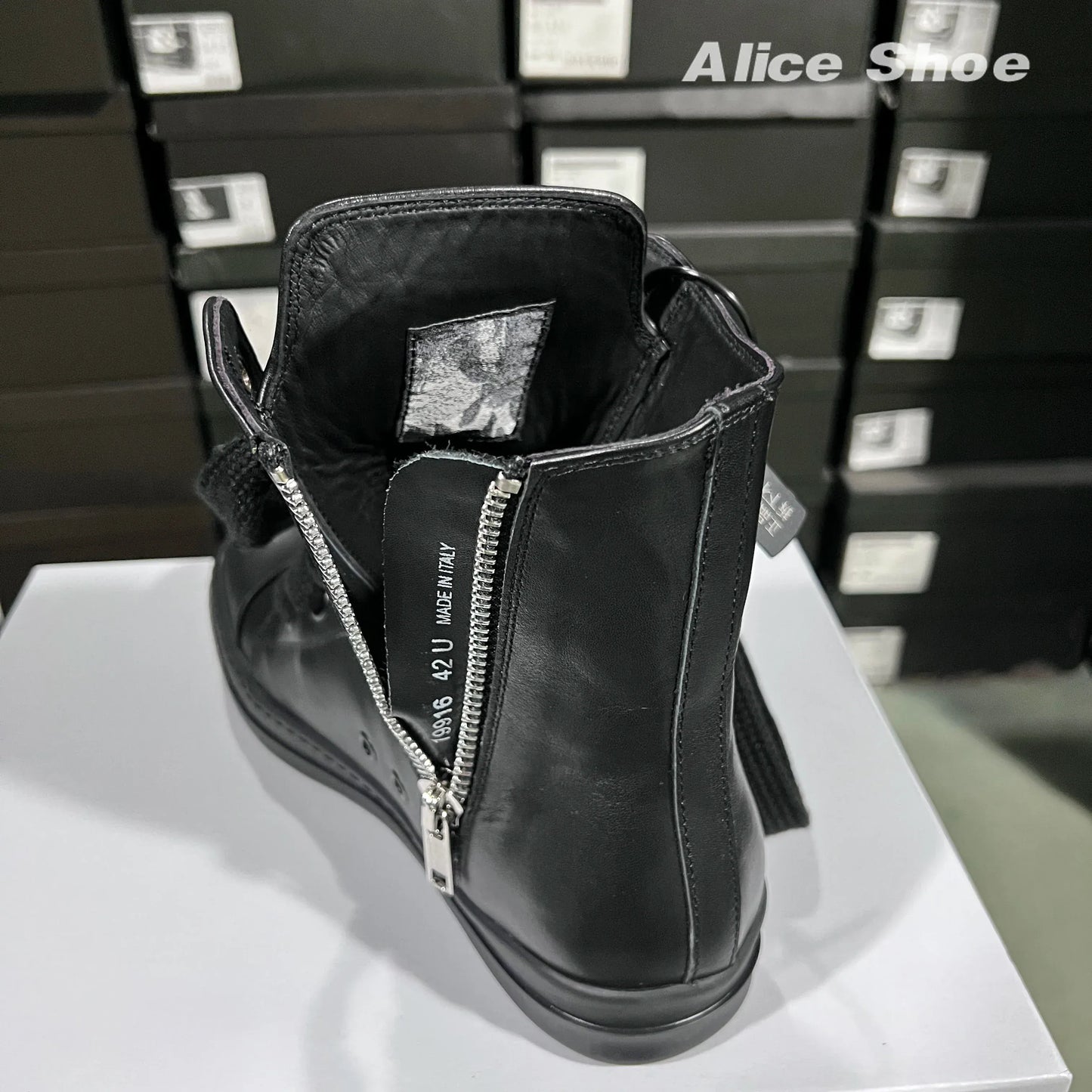 Height Enhancing Leather Platform Boots