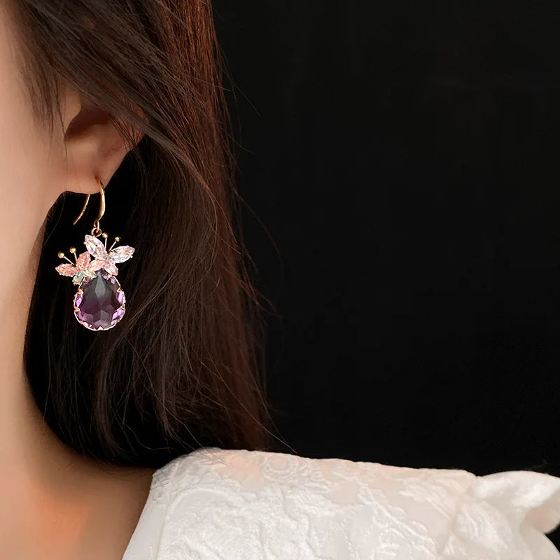 Butterfly Cubic Zirconia Drop Earrings