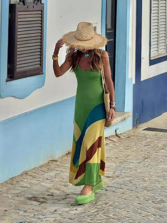 Backless V Neck Spaghetti Dress