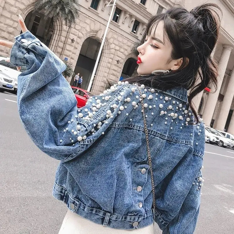 Designer Trend Woman Coat Special Winter Denim Jacket Sequin Fringe Crop Jean Jackets for Women 2025 Spring Autumn Coats Novelty