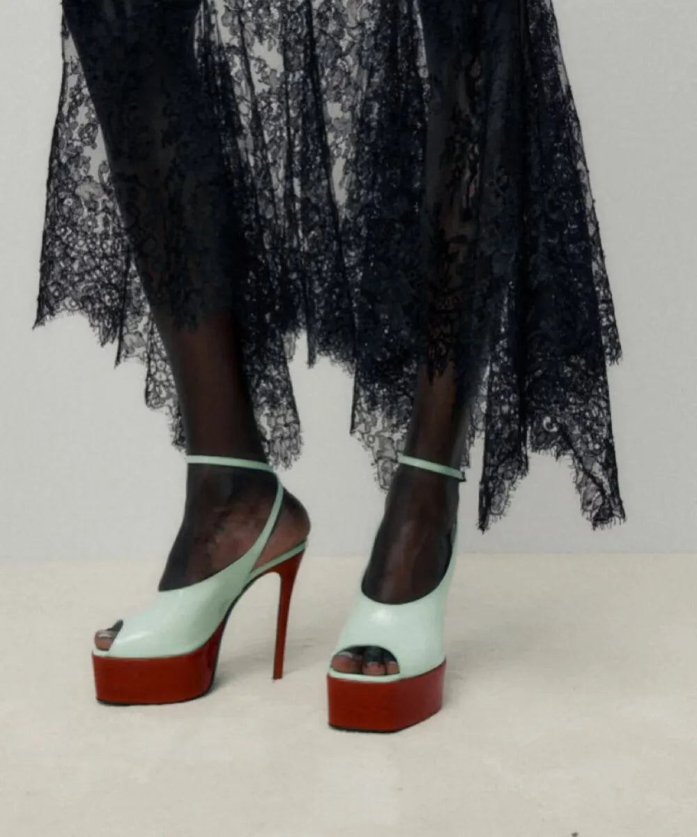 Leather Square Toe Platform Sandals