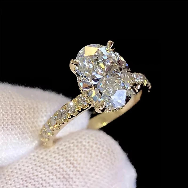 Oval Cut Moissanite Sterling Silver Engagement Ring for Women