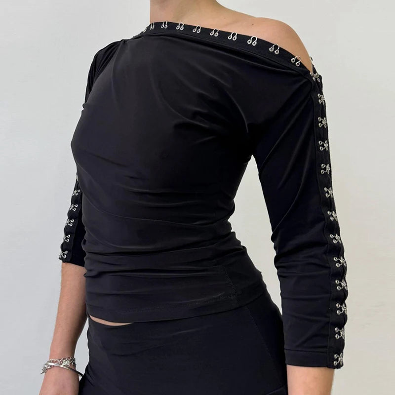 Ruched Off-Shoulder Cami Top With Hook-And-Eye Trim For Women