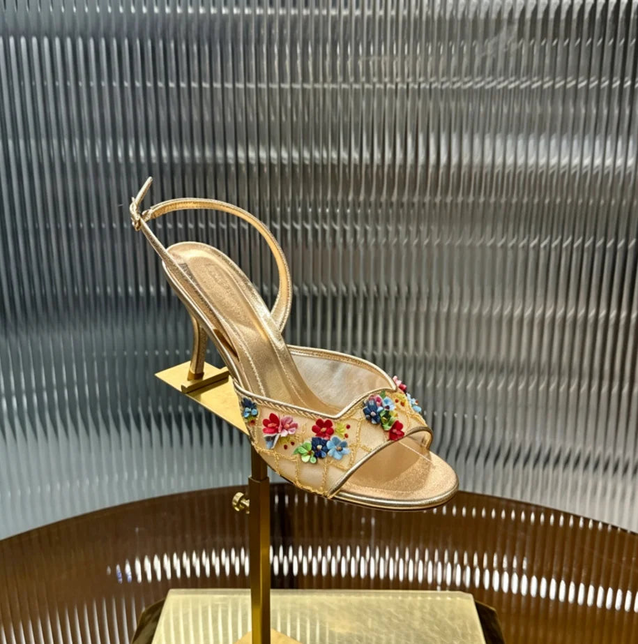 Floral Rhinestone Embellished Wedding Shoes for Women