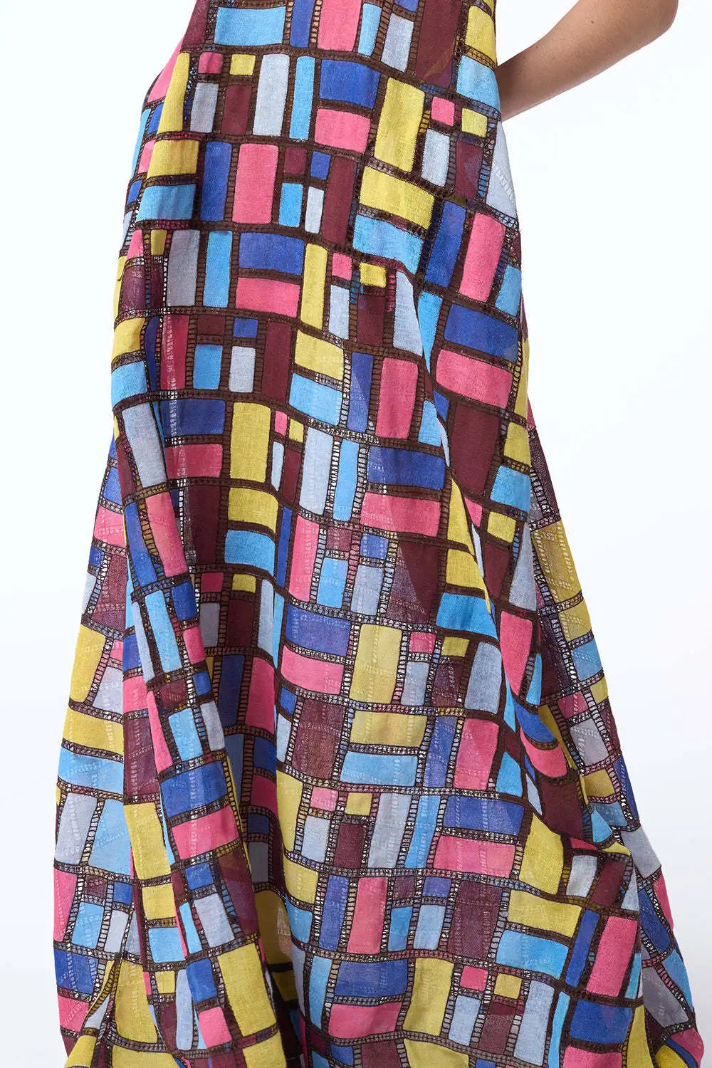 Color Block Squares Sleeveless Maxi Dress for Women