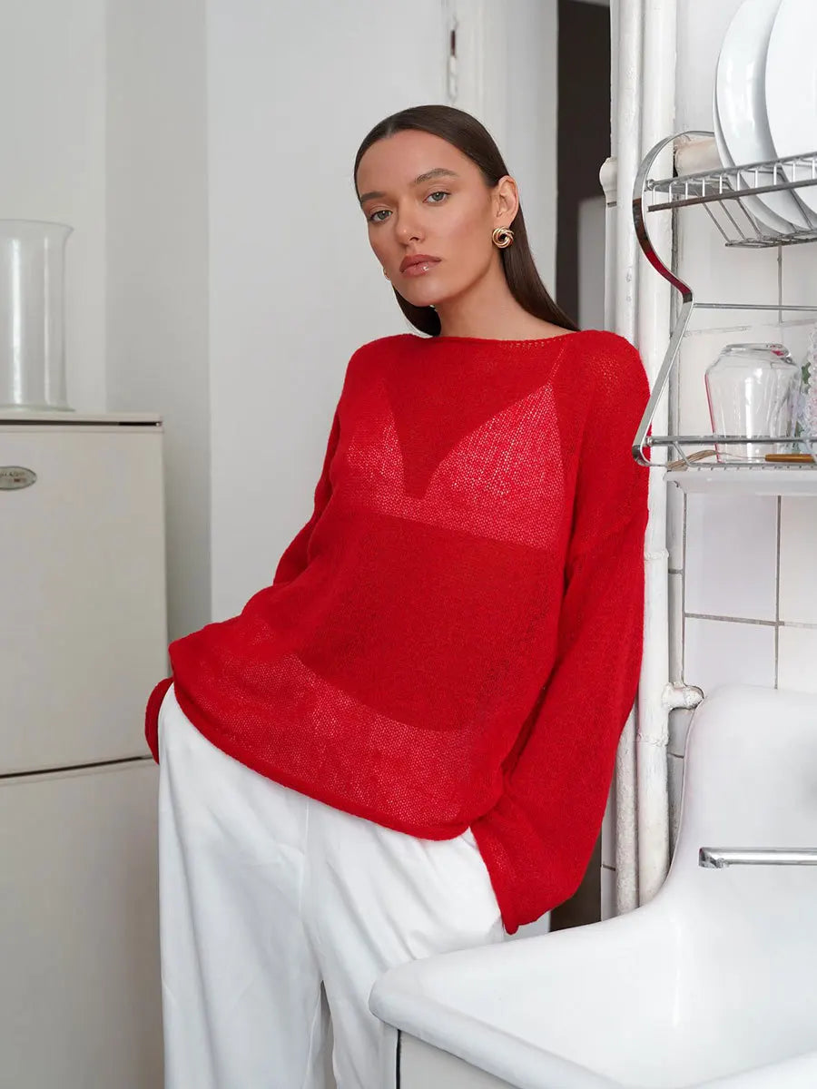 Sheer Hollow Knit Sweater