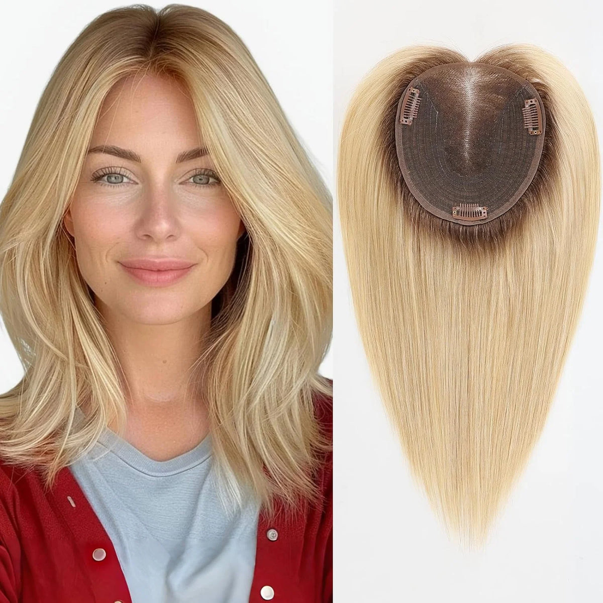 Brown And Blonde Highlighted Lace Front Hair Topper For Women