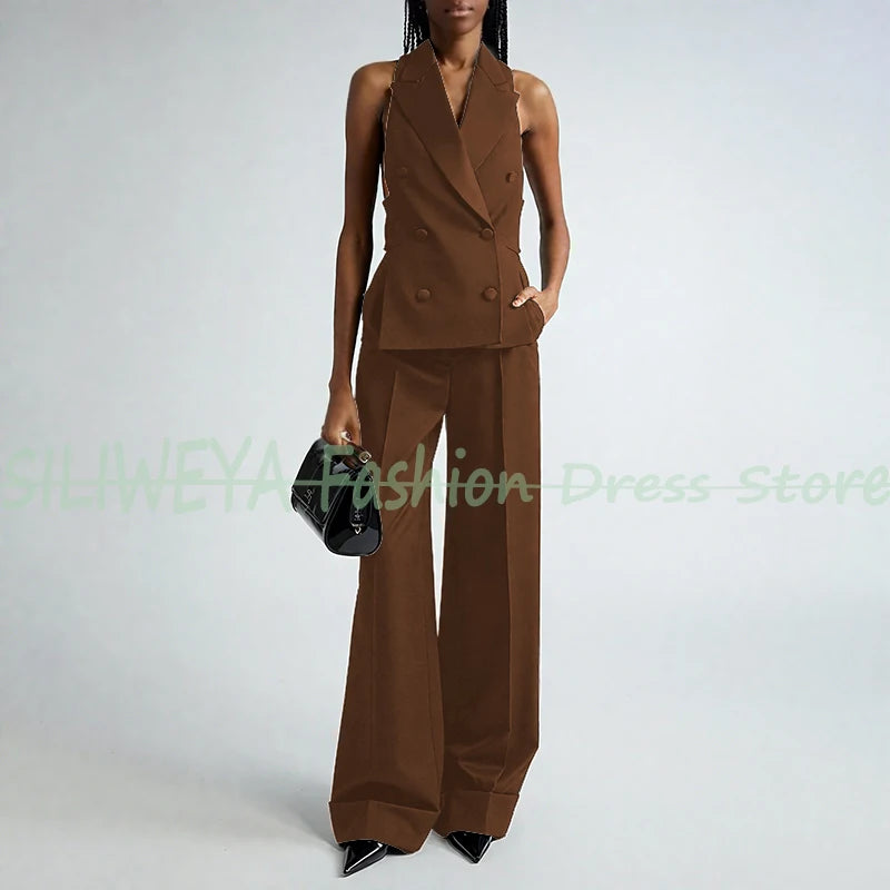 Double Breasted Vest And Pants Set