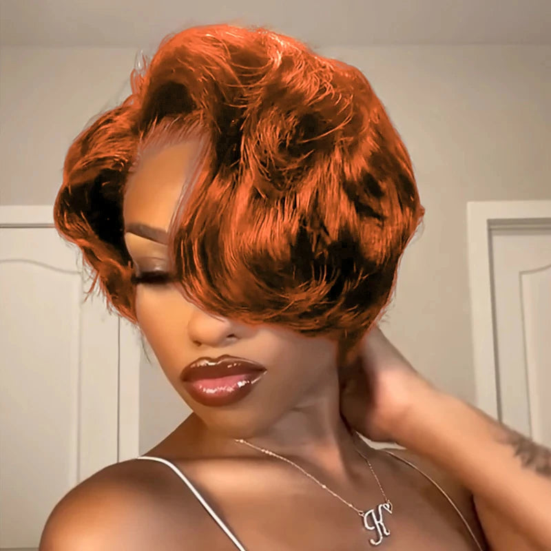 Short Pixie Lace Front Bob Wig With Human Hair for Women
