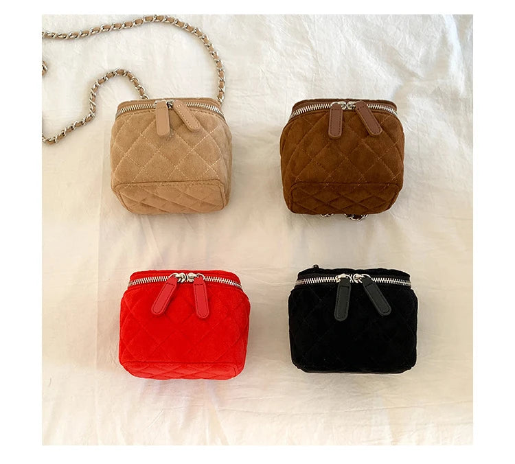 Mini Denim Crossbody Bag with Chain Strap for Women