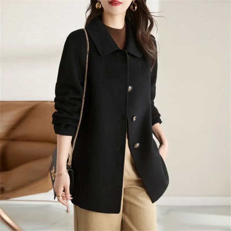 Women's Wool & Blends Coat Long Plain Ladies Jackets Loose Sleeve Casual Cheap Trendy Fashion 2025 Single Medium Outerwears Hot