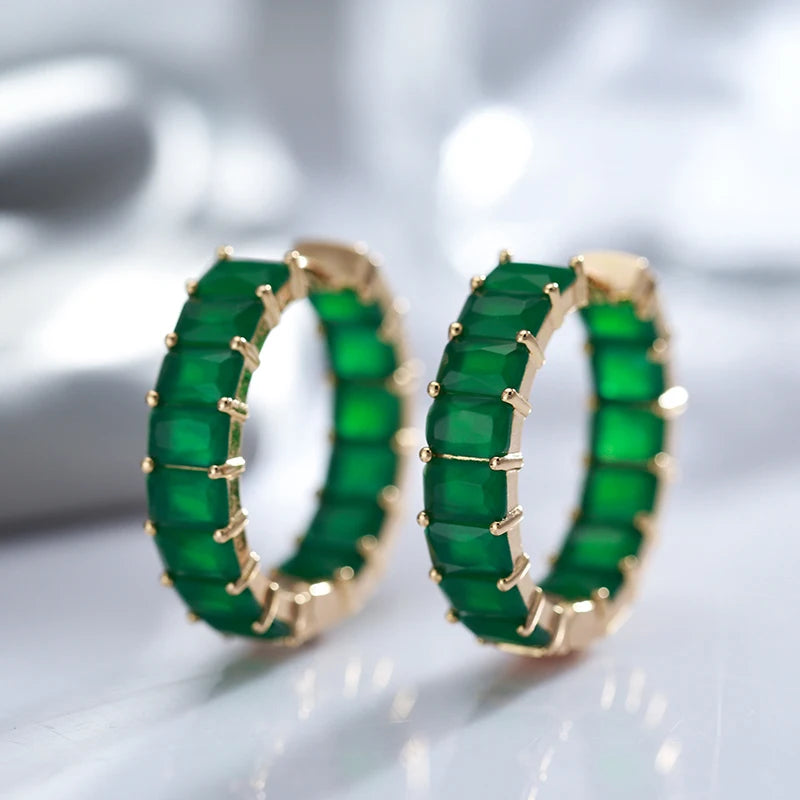 Emerald Cut Zircon Hoop Earrings