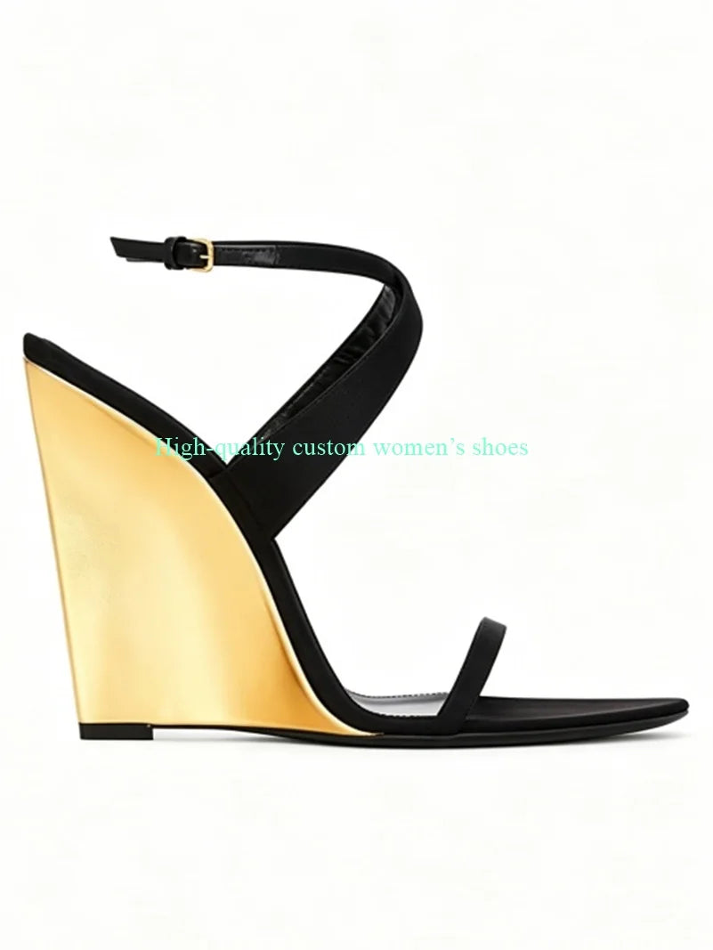 French Style Open Toe Thin Straps Wedges Sandals for Women