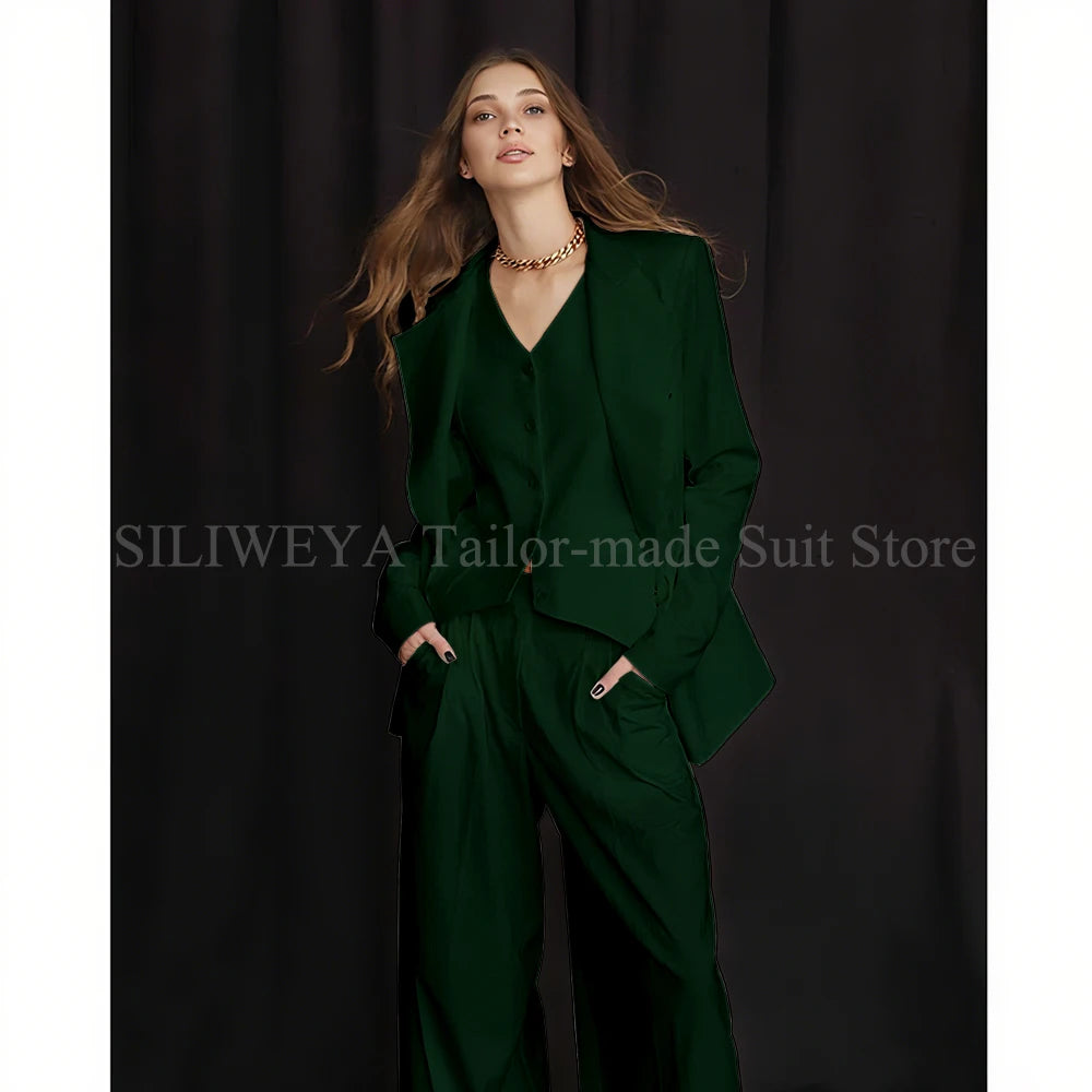 Slim Fit Single Breasted Three Piece Office Suit For Women