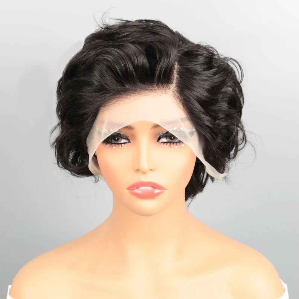 Short Curly Lace Frontal Human Hair Wig for Black Women