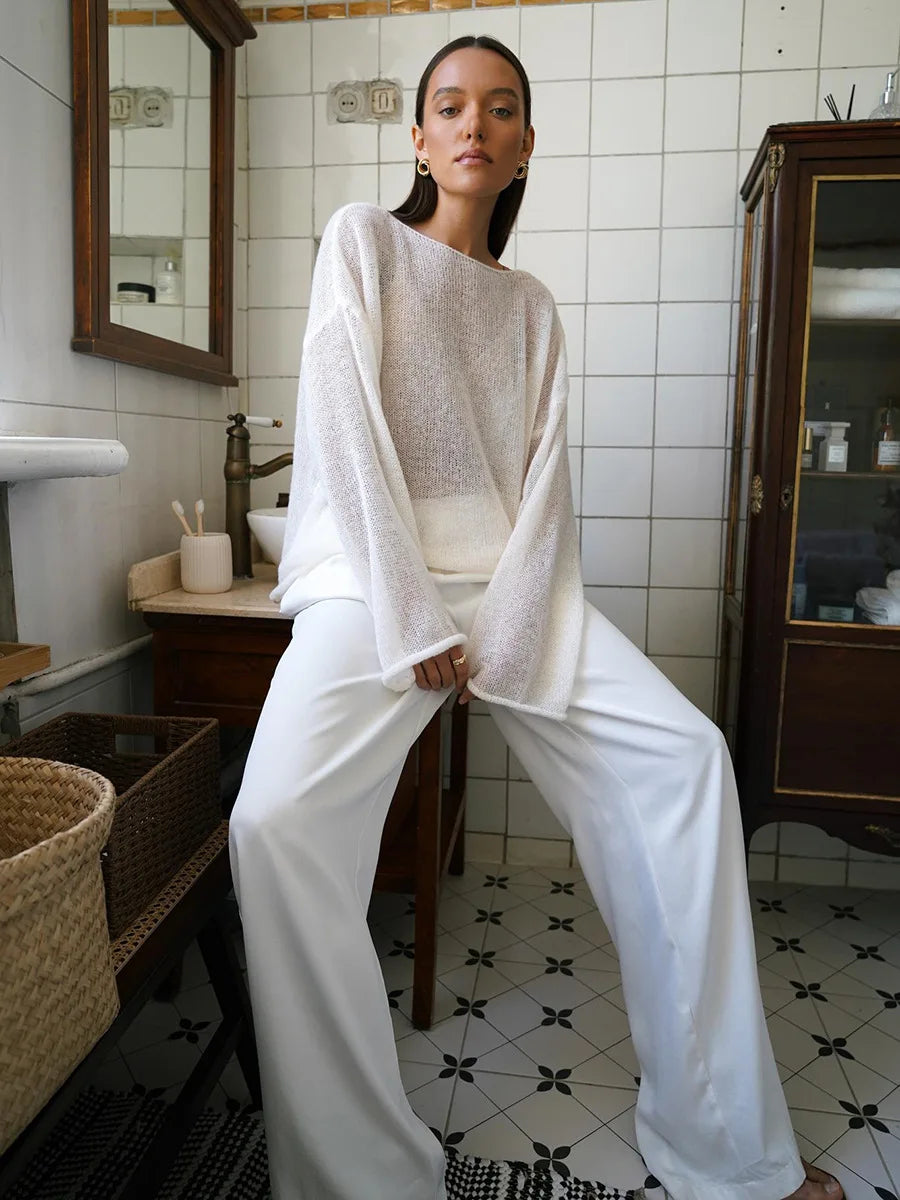 Sheer Hollow Knit Sweater
