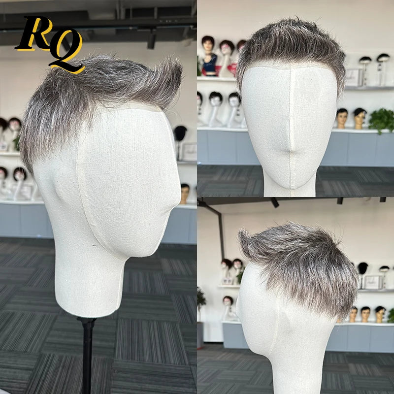 Pre Styled Human Hair Toupee For Men With Thin Skin Base