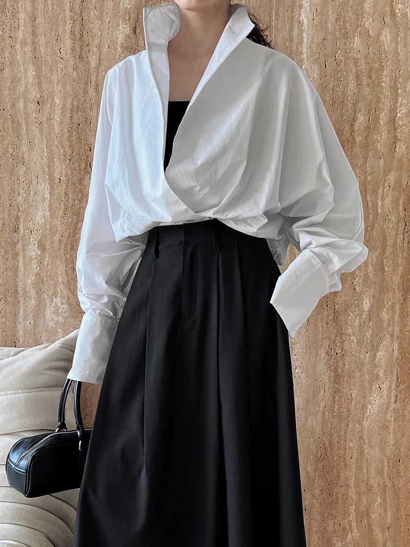 Batwing Sleeve Stand Collar Blouse