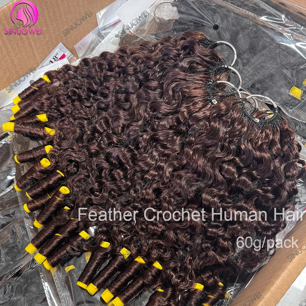 Chocolate Brown Curly Crochet Human Hair Extensions for Women